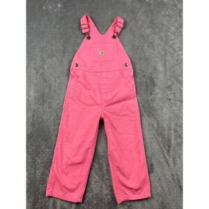 Carhartt Girls Pink Canvas Bib Overalls 3T OX9712-G Toddler Workwear